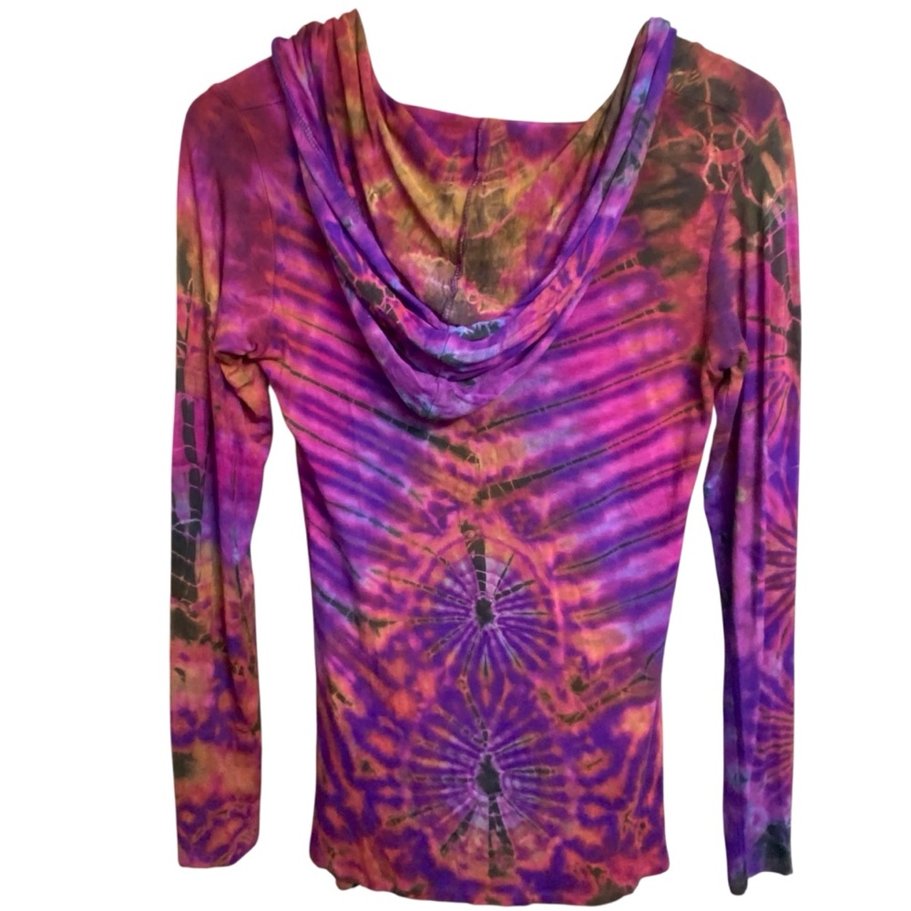 Kathmandu Tie-Dye Hooded Women's Top - Purple and Pink - Picture 3 of 8